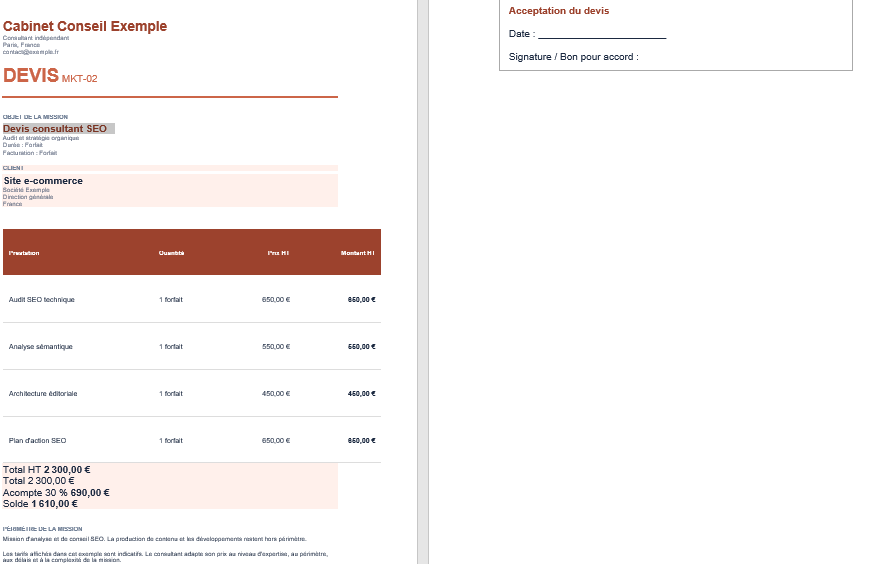 Devis consultant SEO
