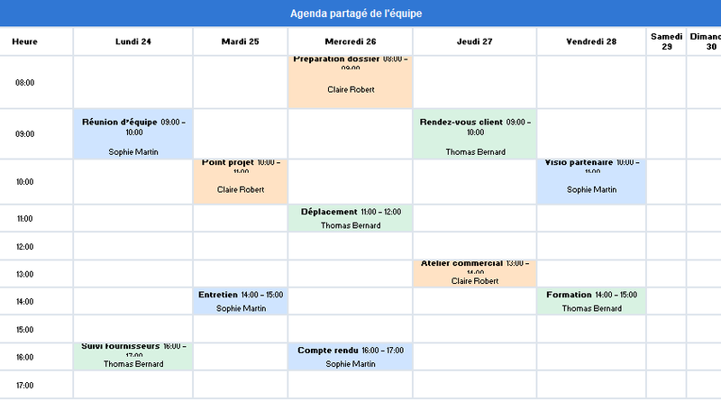 Planning partagé gratuit : Excel, Google Sheets et agenda d’équipe