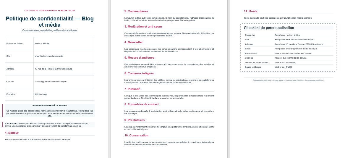 Politique de confidentialité — Blog et média