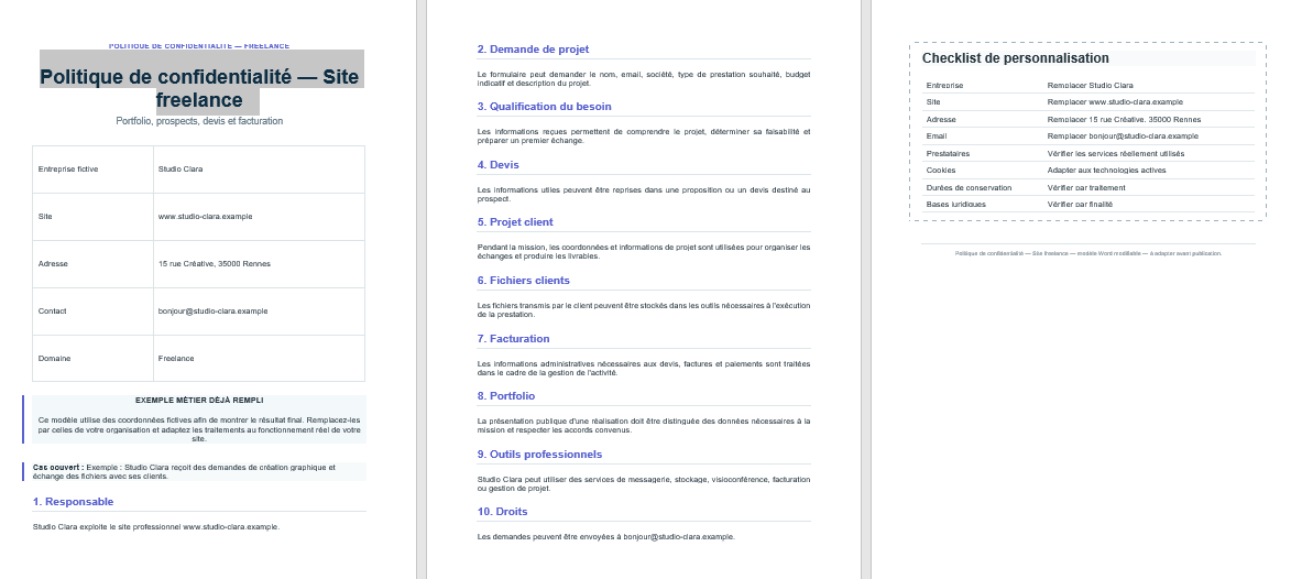 Politique de confidentialité — Site freelance