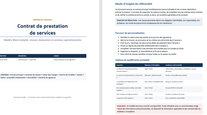 Contrat de prestation de services