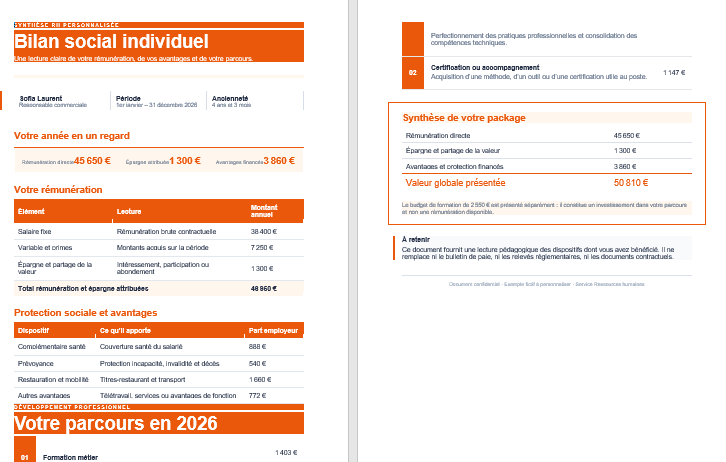 Bilan social individuel commercial et commissions